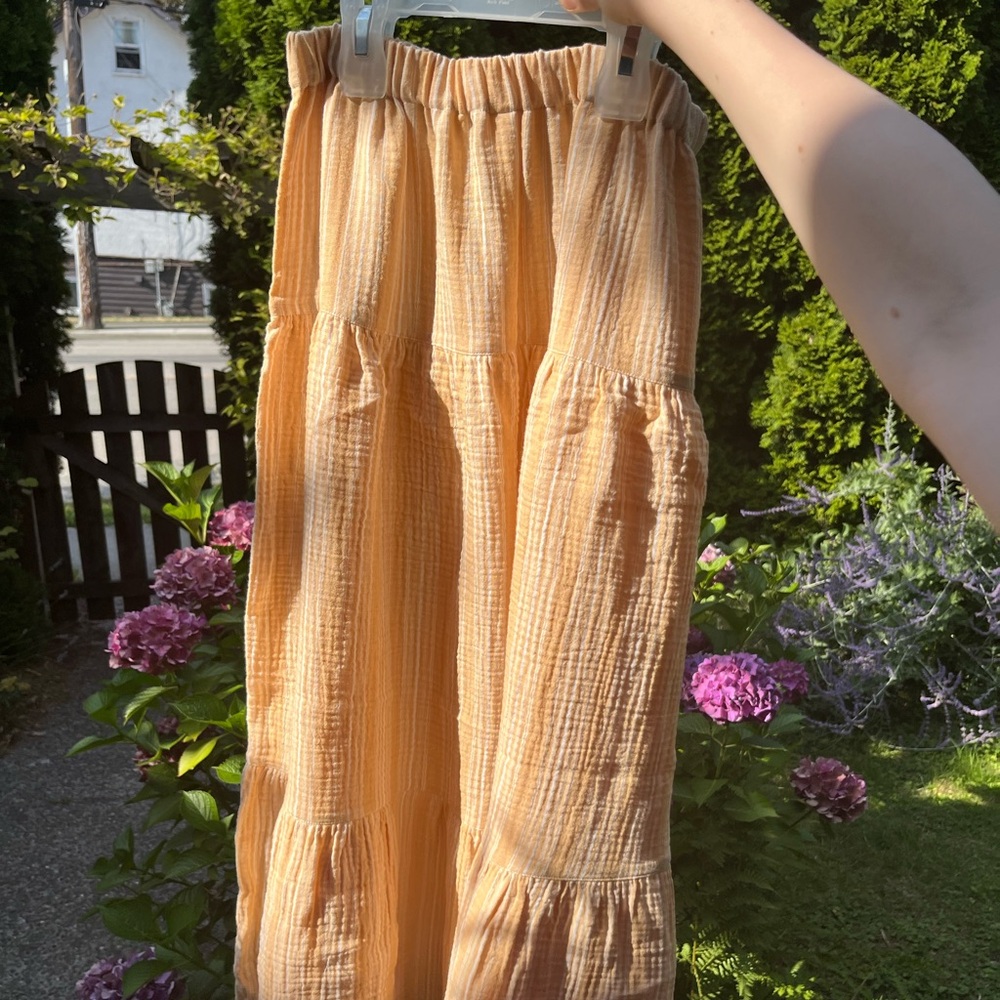 HANDMADE organic cotton striped maxi skirt